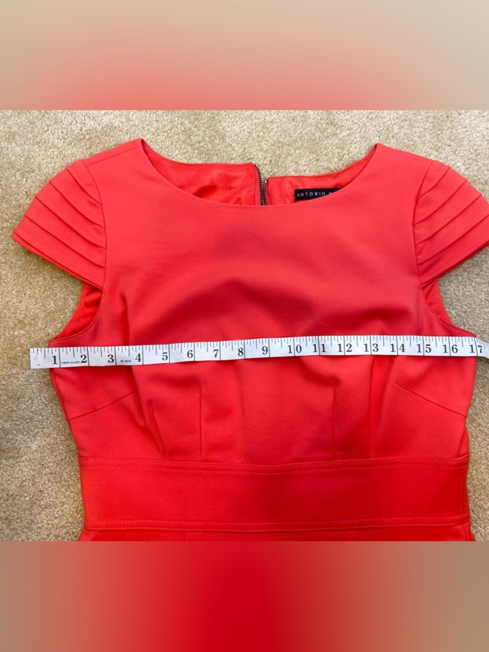 Women's ANTONIO MELANI Coral Cap-Sleeve Elegant Waist-Defined Midi Dress SZ 4 - Picture 10 of 14